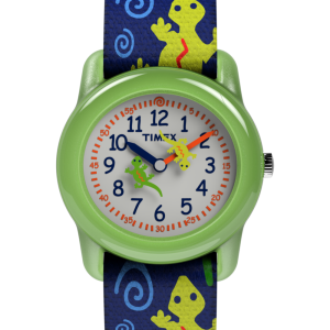 TIMEX TIME MACHINES&reg; 29mm Green Gecko Elastic Fabric Kids Watch