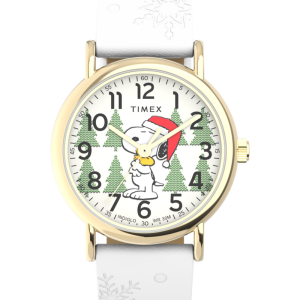 Peanuts&reg; x Timex Weekender Holiday 38mm Leather Strap Watch
