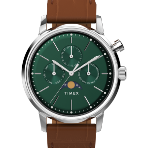 Marlin&reg; Moon Phase 40mm Leather Strap Watch