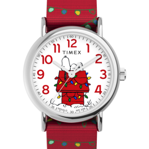 Peanuts&reg; x Timex Weekender&nbsp;Holiday 38mm Fabric Strap Watch