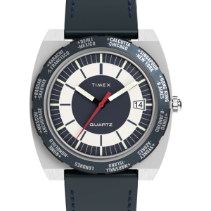 Q Timex&reg; 1972 World Time 39mm Leather Strap Watch