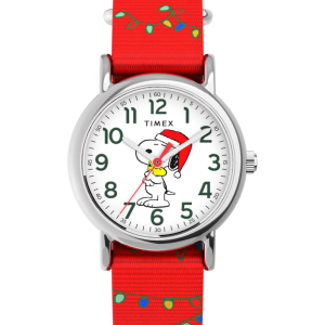 Peanuts&reg; x Timex Weekender Snoopy Santa Hat 31mm Fabric Strap Watch