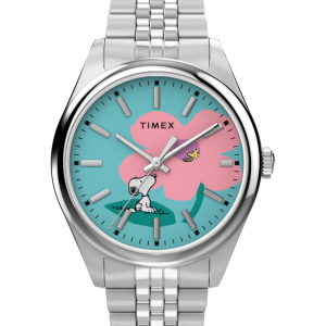 Peanuts&reg; x Timex Legacy Snoopy with Flower Dial 36mm Stainless Steel Bracelet Watch