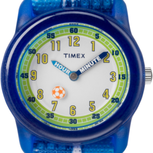 TIMEX TIME MACHINES&reg; 29mm Blue Soccer Elastic Fabric Kids Watch